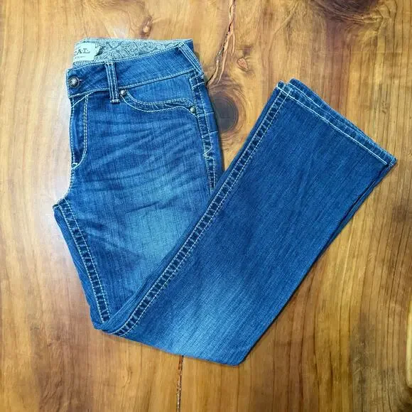 Ariat Denim Women's Jeans 31R Denim Mid Rise Boot Cotton Whipstitch Ocean Y16 - Picture 1 of 7